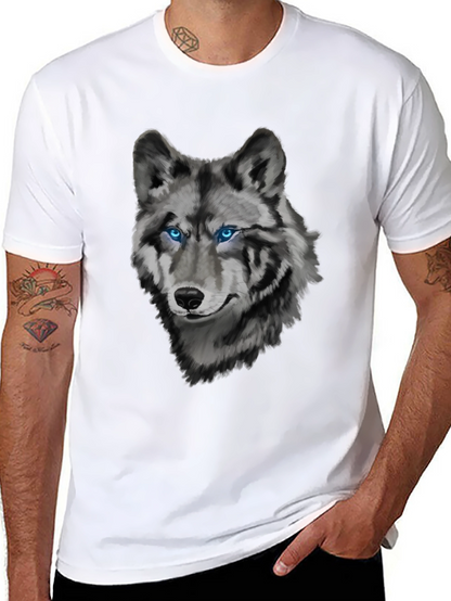 Mens Wolf Graphic Print Crew Neck T-Shirt