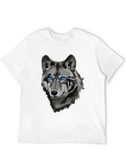 Mens Wolf Graphic Print Crew Neck T-Shirt