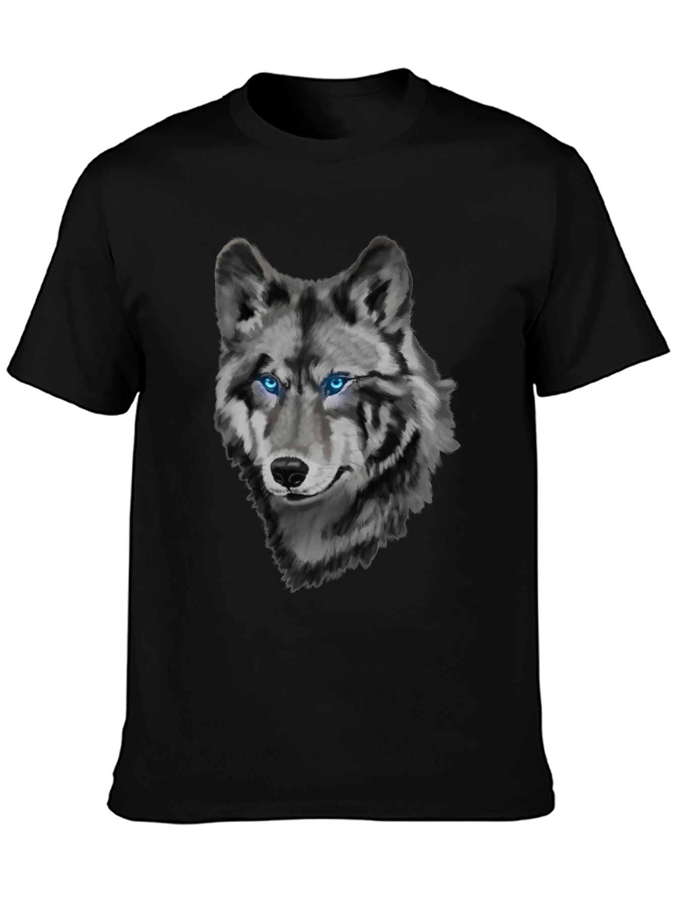 Mens Wolf Graphic Print Crew Neck T-Shirt