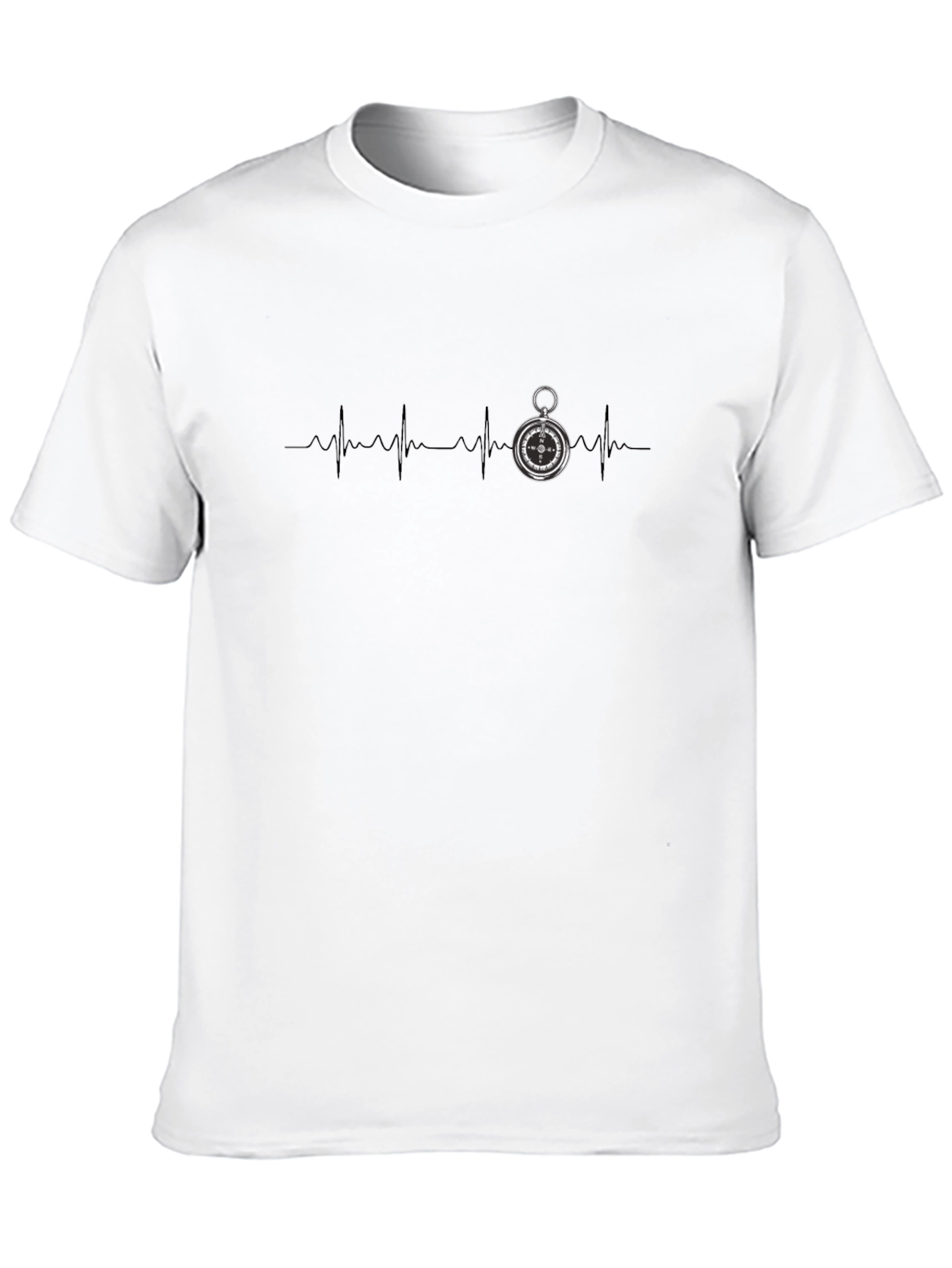 Compass Heartbeat Graphic Tee - Stylish Black T-Shirt