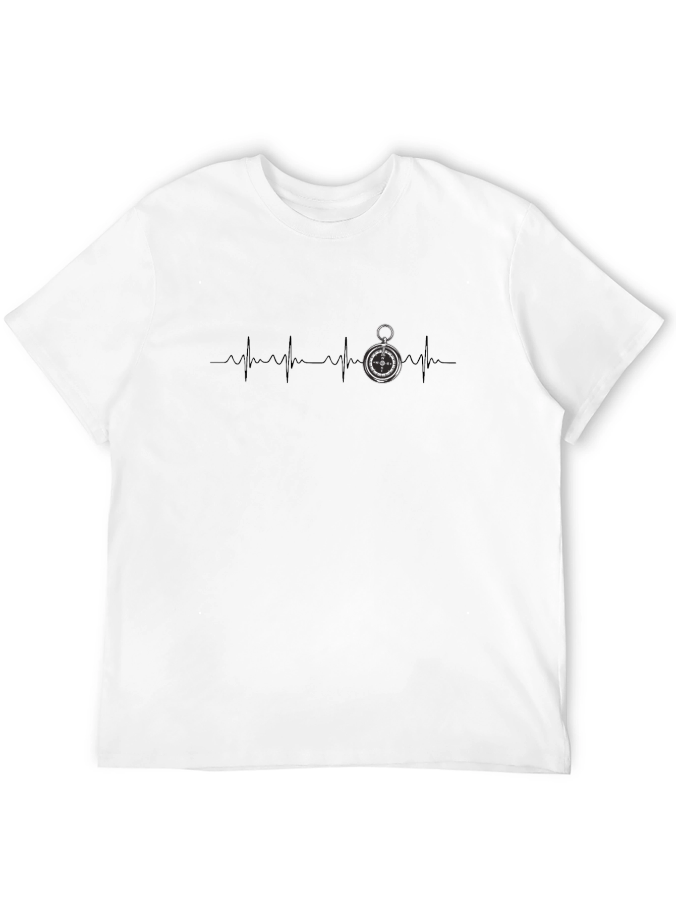 Compass Heartbeat Graphic Tee - Stylish Black T-Shirt