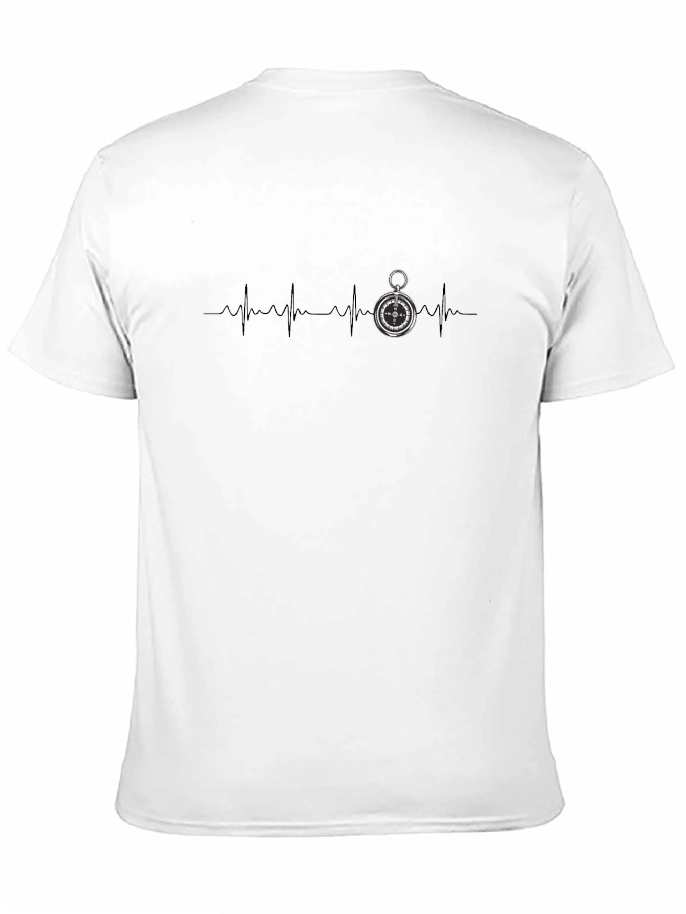 Compass Heartbeat Graphic Tee - Stylish Black T-Shirt