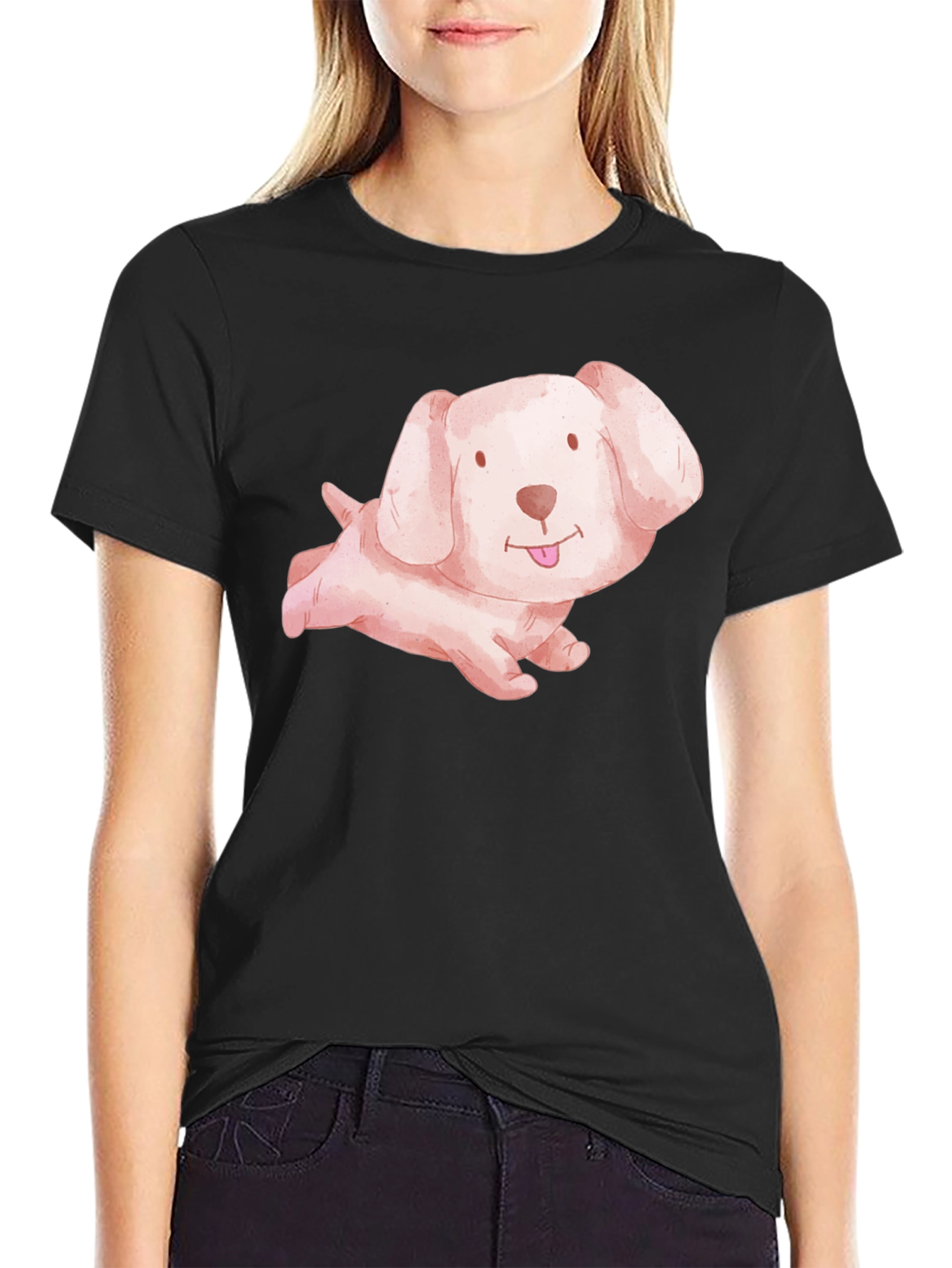 Cute Puppy Dog Black T-Shirt
