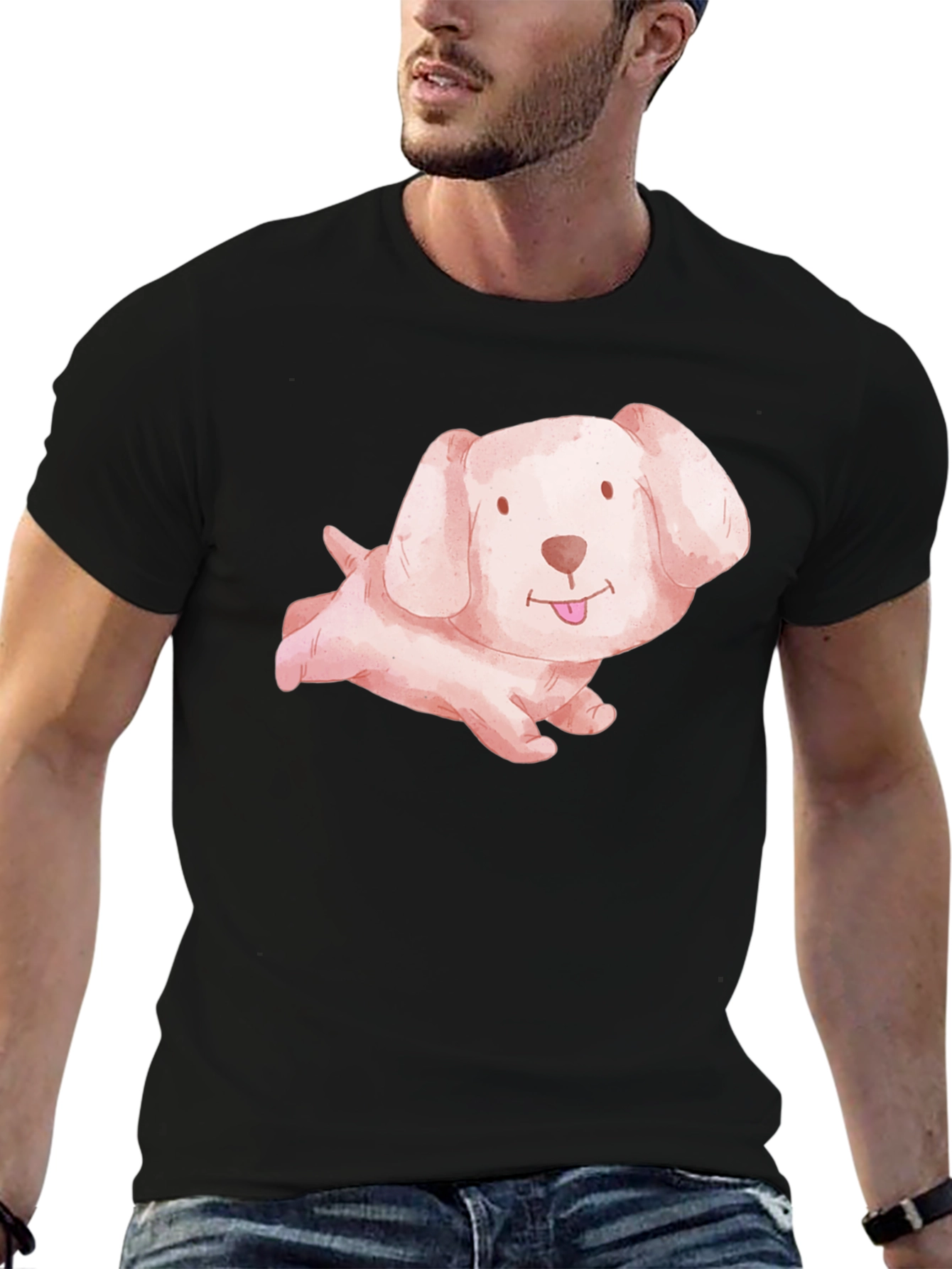Cute Puppy Dog Black T-Shirt
