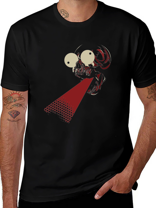 Laser Skull Graphic T-Shirt - Bold Black Tee