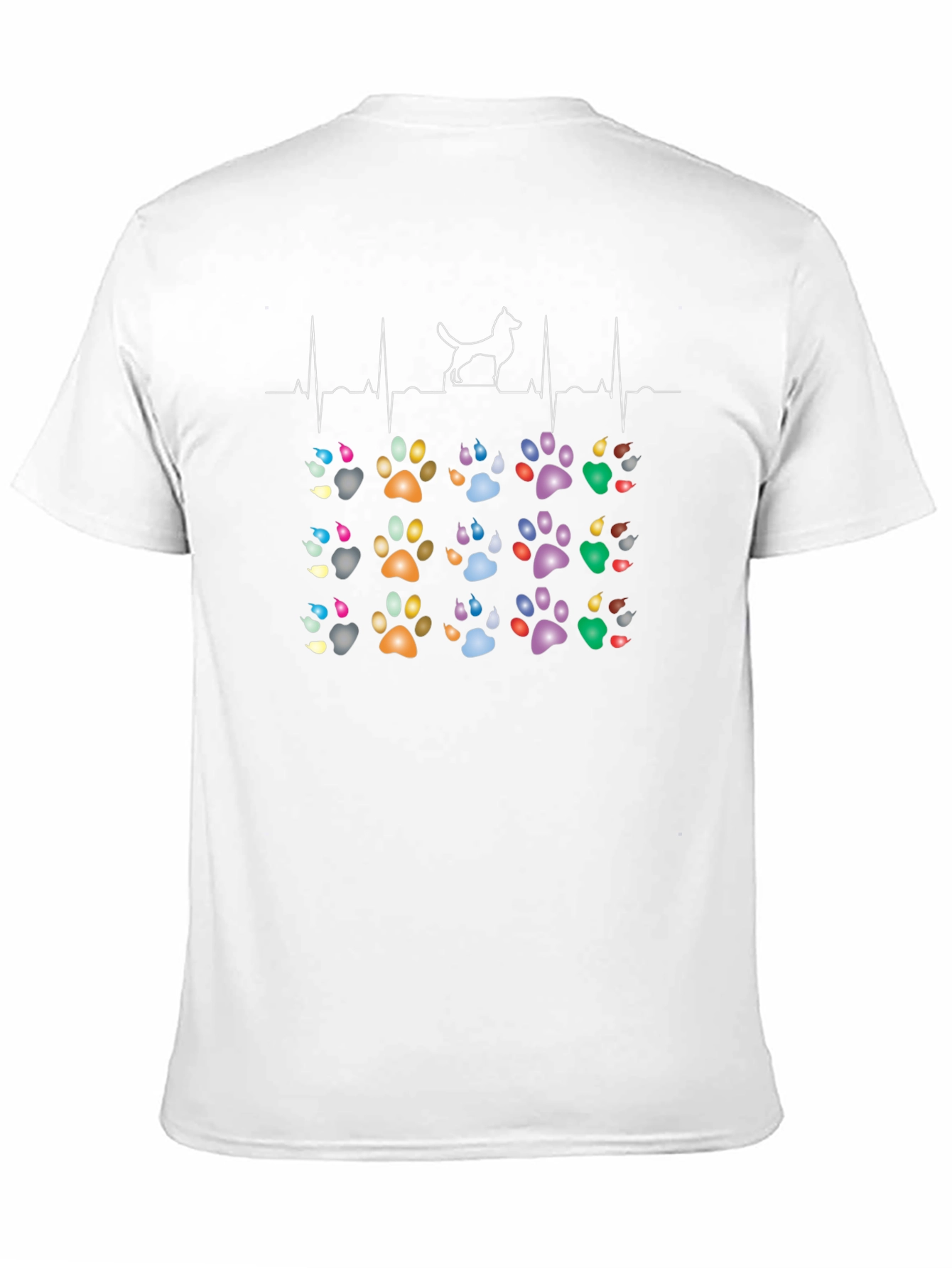 Dog Paw Heartbeat T-Shirt - Pet Lover Tee