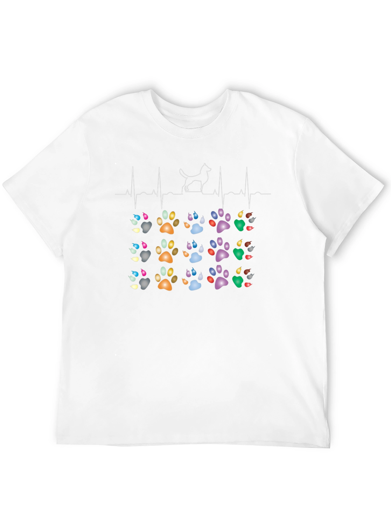 Dog Paw Heartbeat T-Shirt - Pet Lover Tee