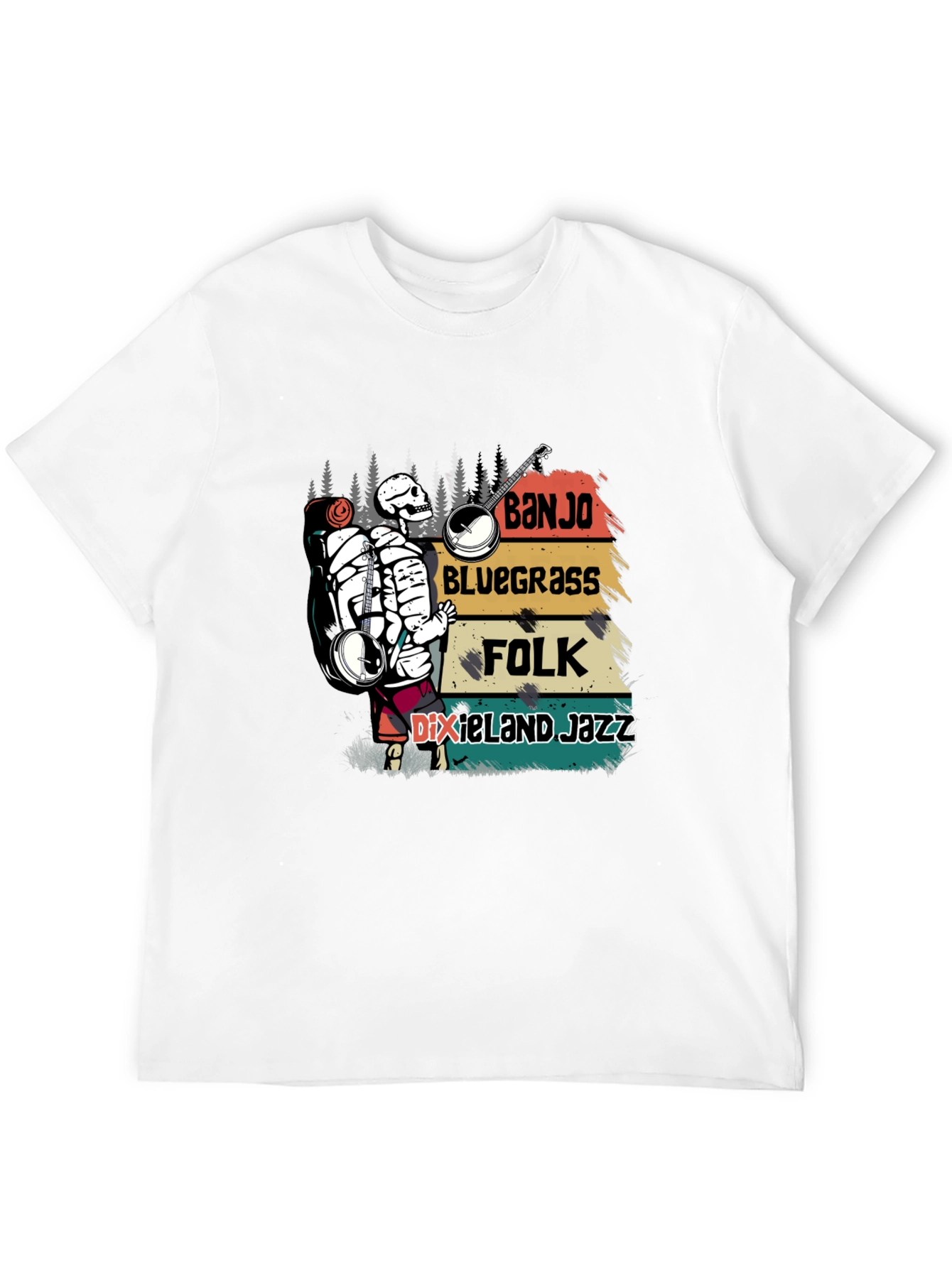 Banjo Skeleton Music T-Shirt