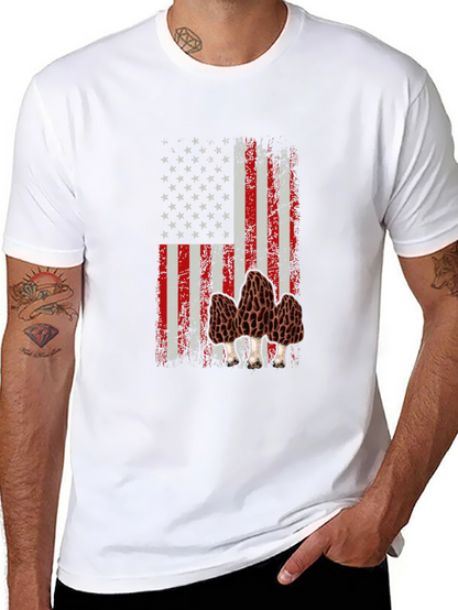 American Flag Morel Mushroom Graphic T-Shirt