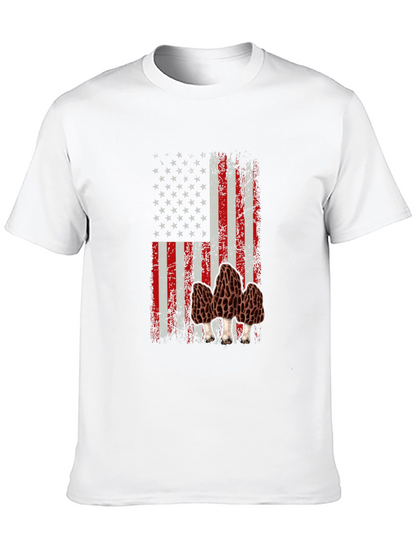 American Flag Morel Mushroom Graphic T-Shirt