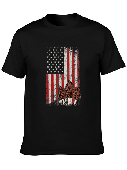 American Flag Morel Mushroom Graphic T-Shirt