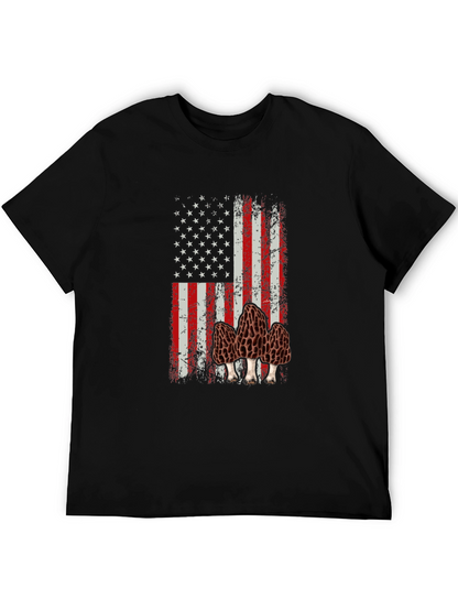 American Flag Morel Mushroom Graphic T-Shirt