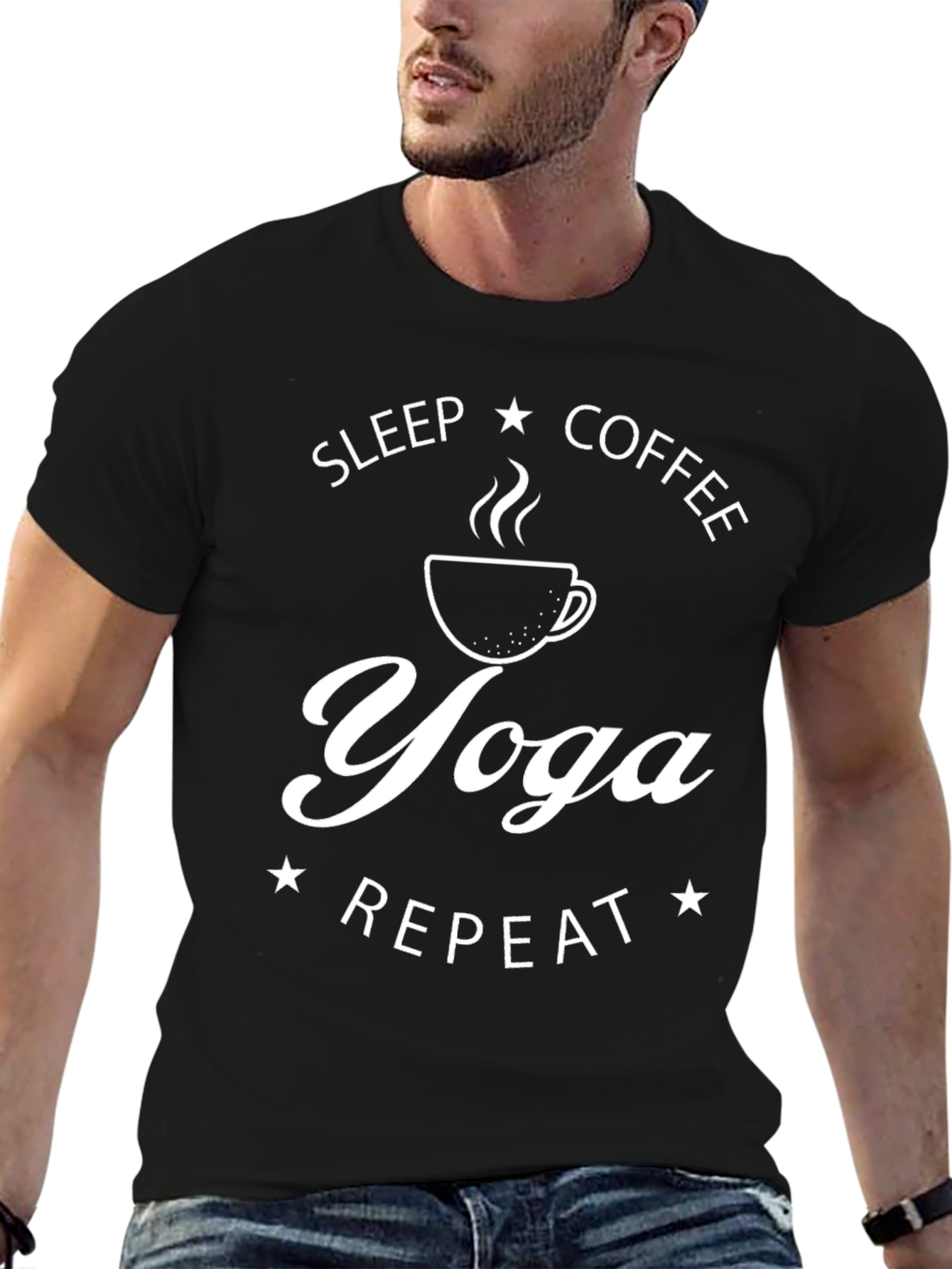 Yoga Coffee Sleep Repeat Graphic T-Shirt