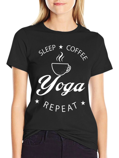 Yoga Coffee Sleep Repeat Graphic T-Shirt