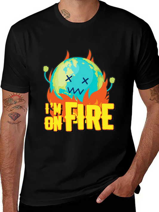 Im On Fire Graphic Print Black T-Shirt
