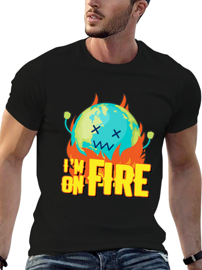 Im On Fire Graphic Print Black T-Shirt