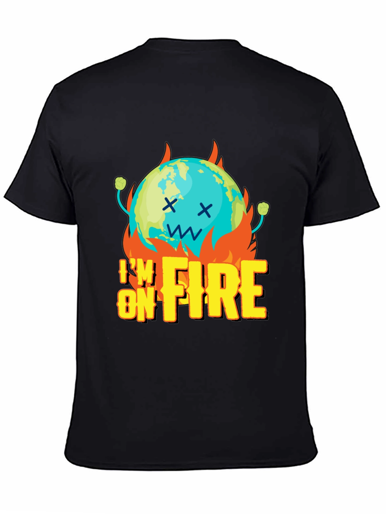 Im On Fire Graphic Print Black T-Shirt