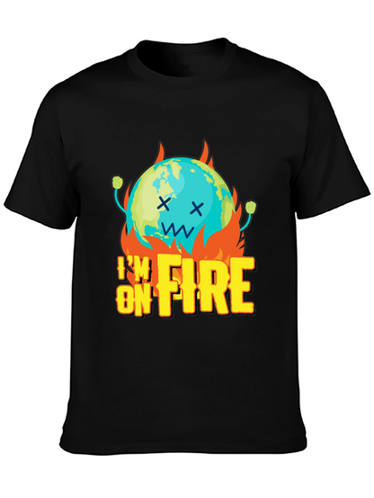 Im On Fire Graphic Print Black T-Shirt