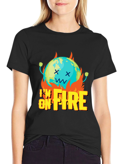 Im On Fire Graphic Print Black T-Shirt
