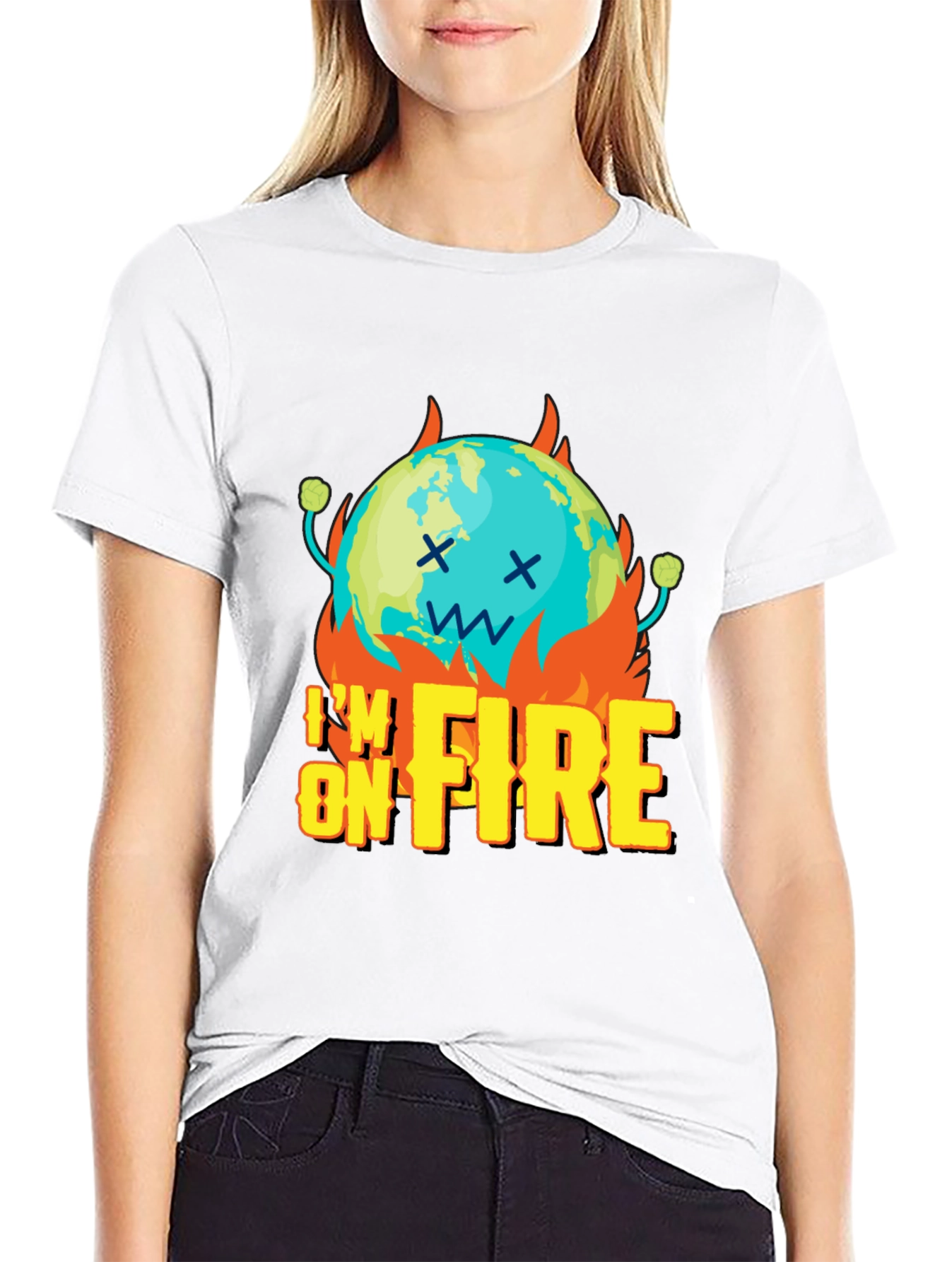 Im On Fire Graphic Print Black T-Shirt