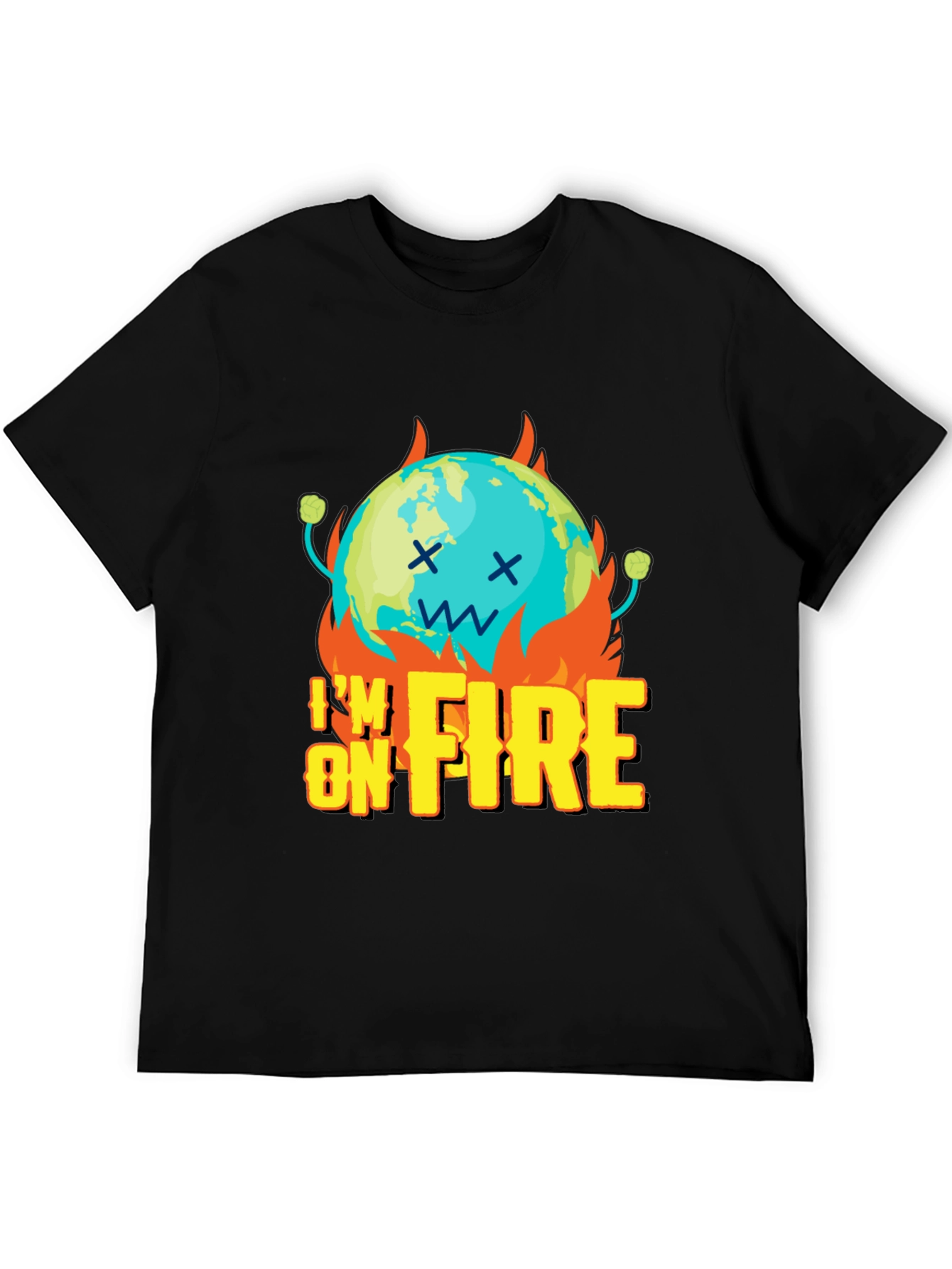 Im On Fire Graphic Print Black T-Shirt