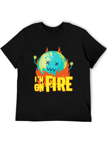 Im On Fire Graphic Print Black T-Shirt