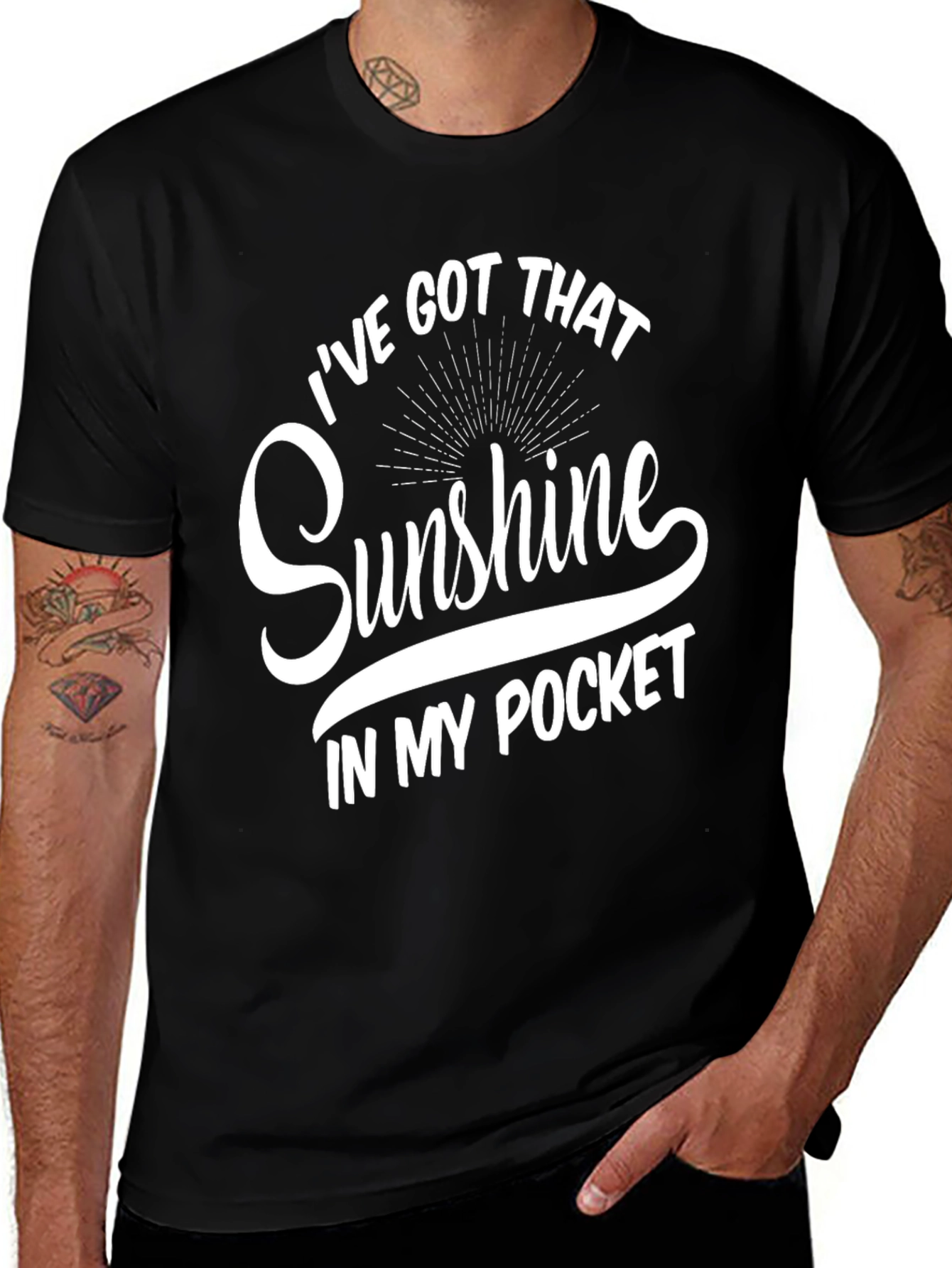 Sunshine Pocket T-Shirt - Mens Black Graphic Tee