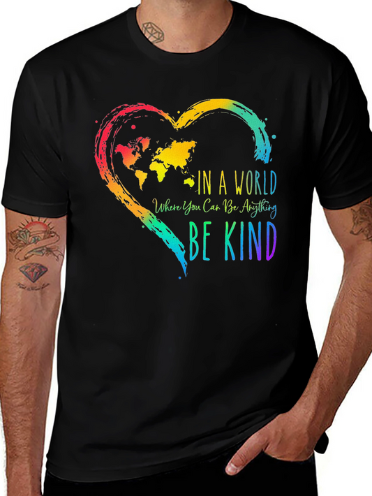 Be Kind World Map Heart T-Shirt - Kindness Matters