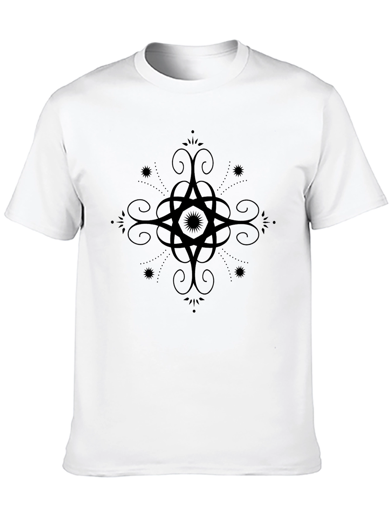 Mens Black Graphic Tee - Ornate Star Design