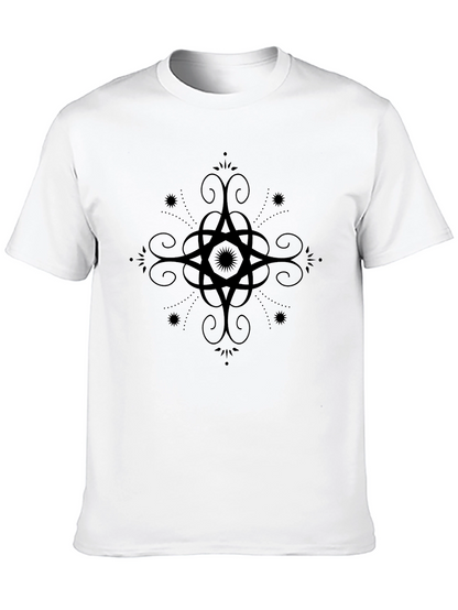 Mens Black Graphic Tee - Ornate Star Design