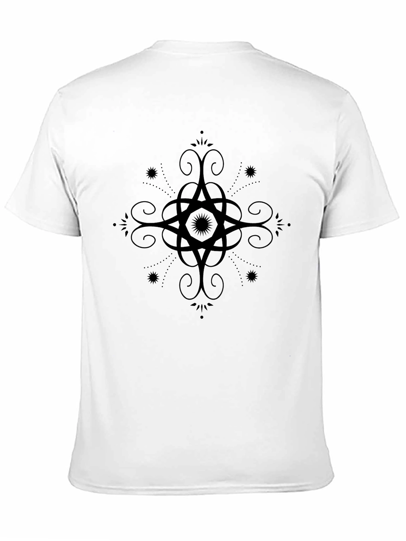 Mens Black Graphic Tee - Ornate Star Design