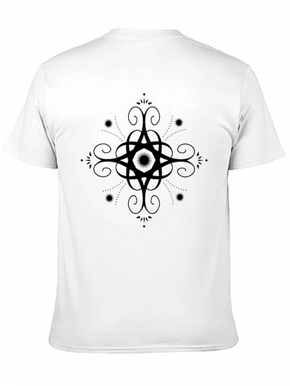 Mens Black Graphic Tee - Ornate Star Design