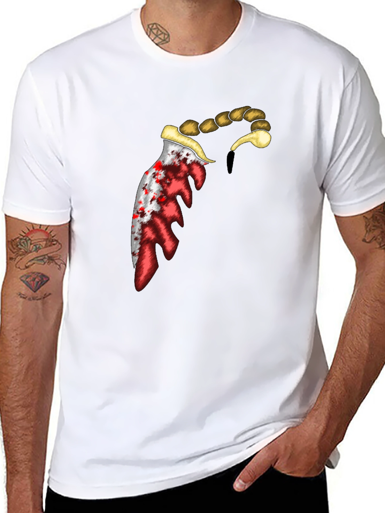 Bloody Knife Graphic Tee - Edgy Design T-Shirt