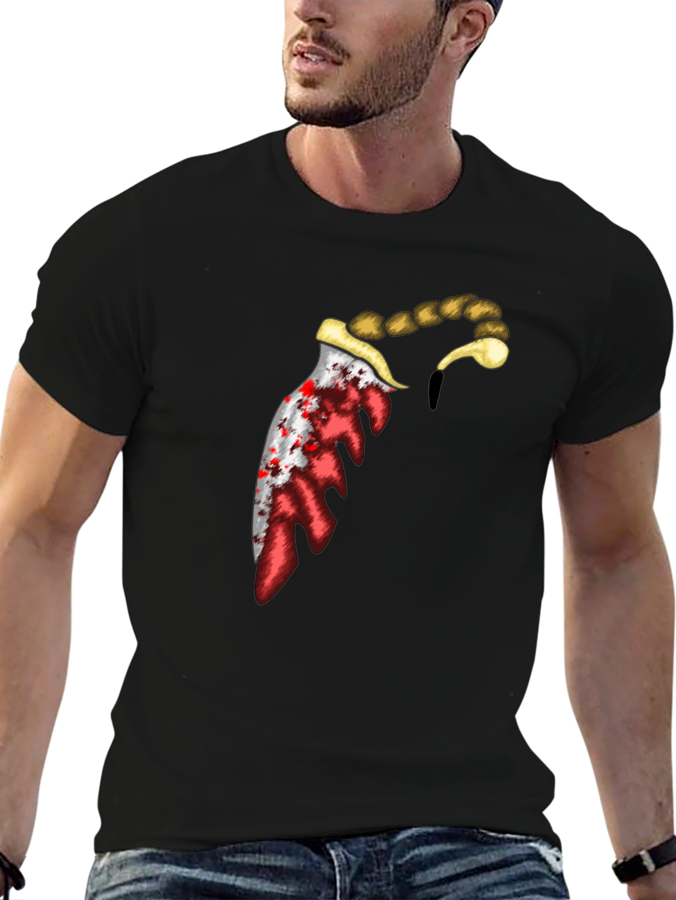 Bloody Knife Graphic Tee - Edgy Design T-Shirt