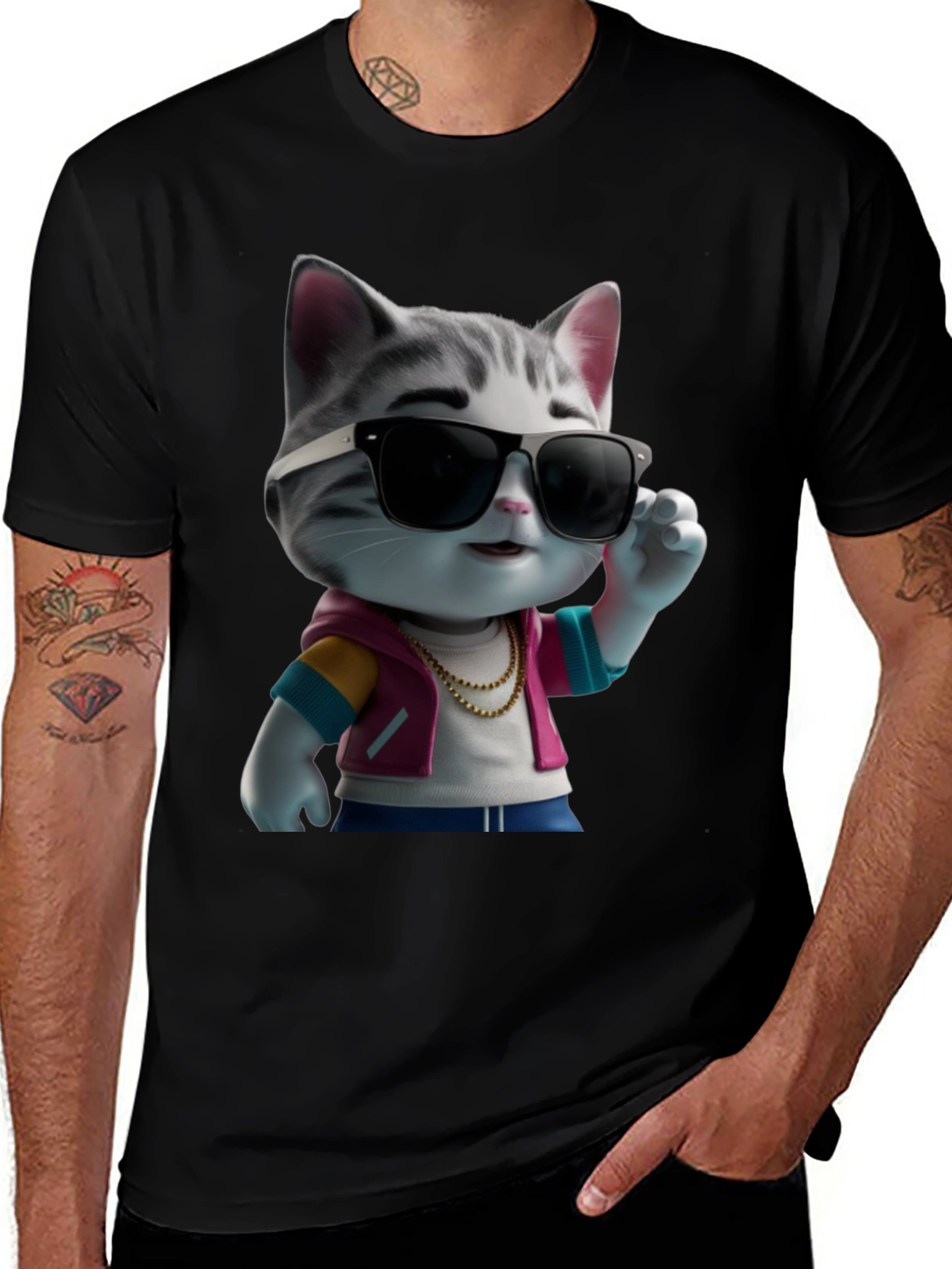Cool Cat in Shades Graphic T-Shirt
