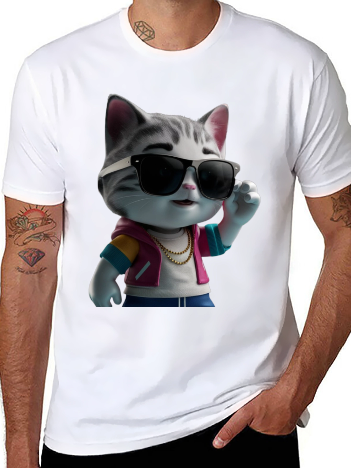 Cool Cat in Shades Graphic T-Shirt