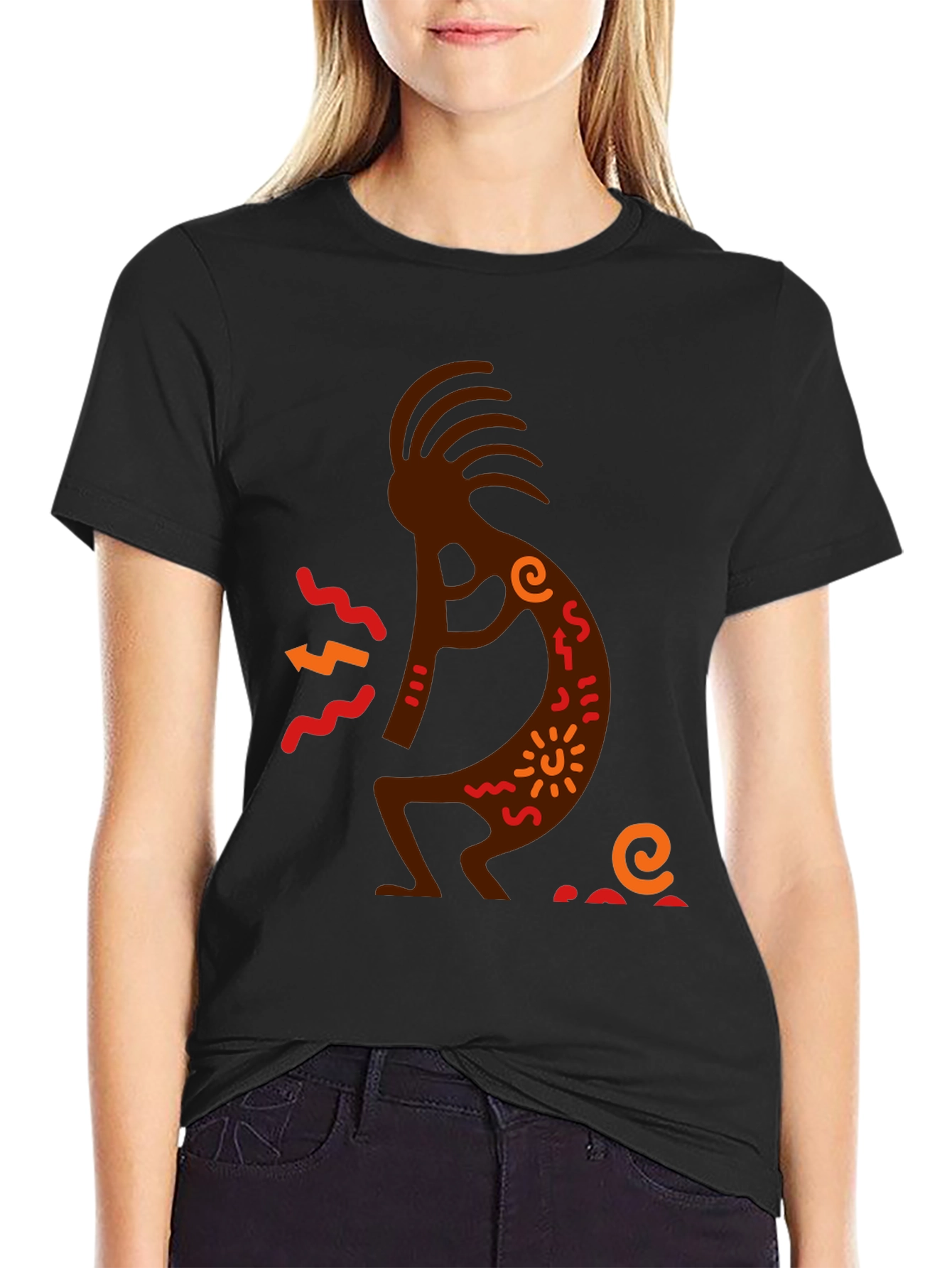 Kokopelli Graphic Tee - Black Cotton T-Shirt