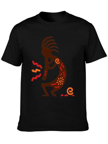Kokopelli Graphic Tee - Black Cotton T-Shirt