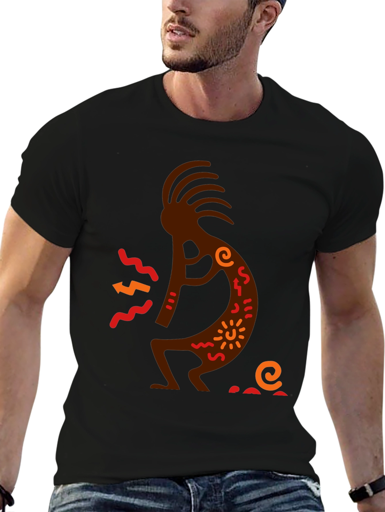 Kokopelli Graphic Tee - Black Cotton T-Shirt