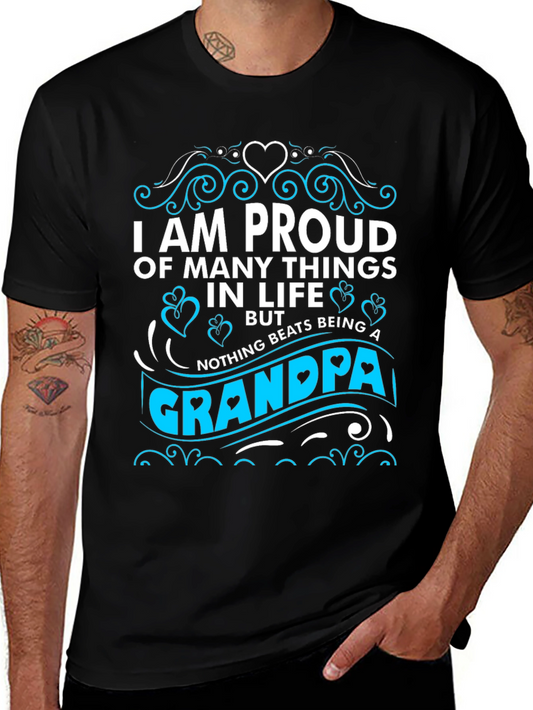 Proud Grandpa T-Shirt - Black Cotton Blend