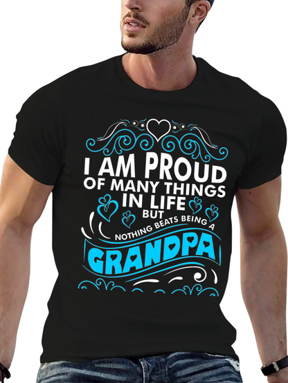Proud Grandpa T-Shirt - Black Cotton Blend