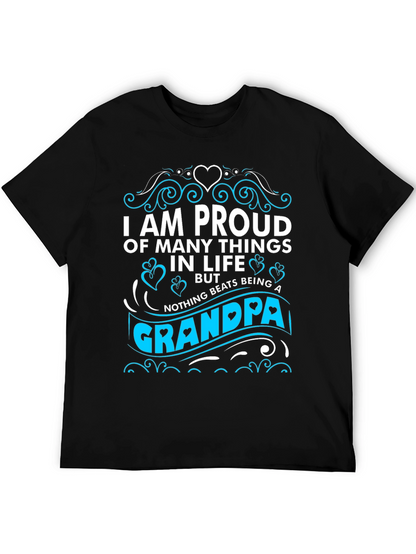Proud Grandpa T-Shirt - Black Cotton Blend