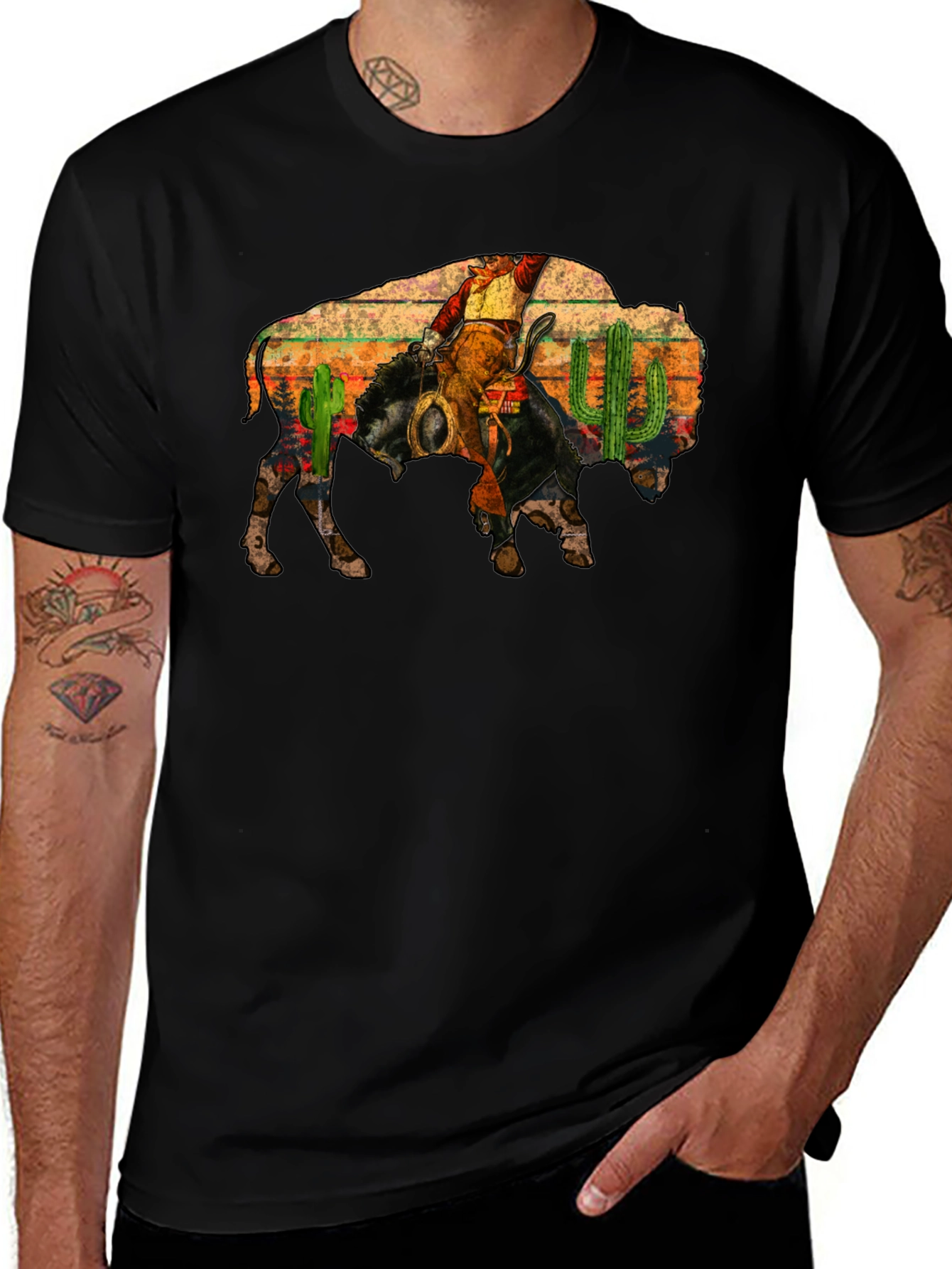 Buffalo Rider Graphic Tee - Western Style