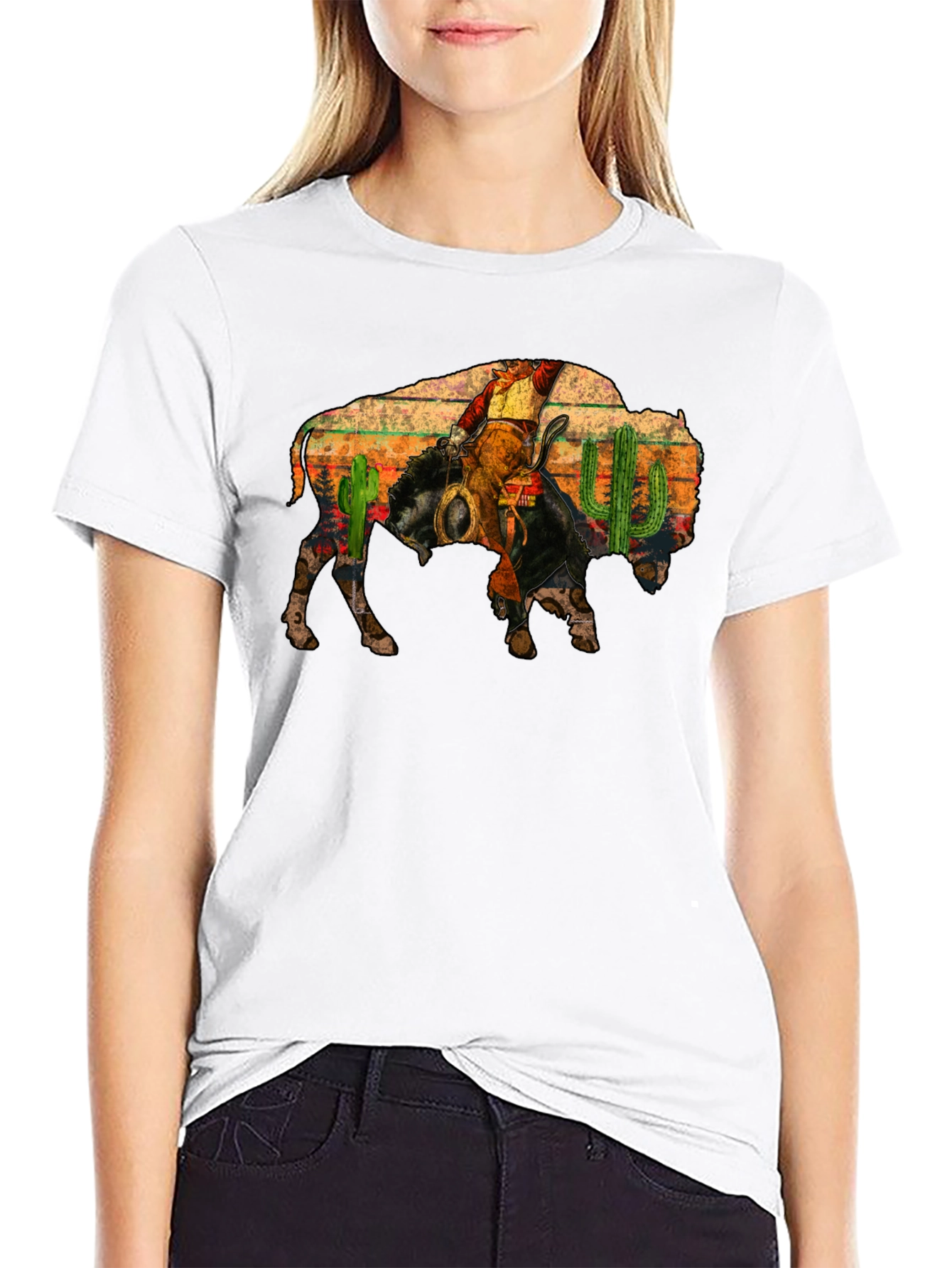 Buffalo Rider Graphic Tee - Western Style
