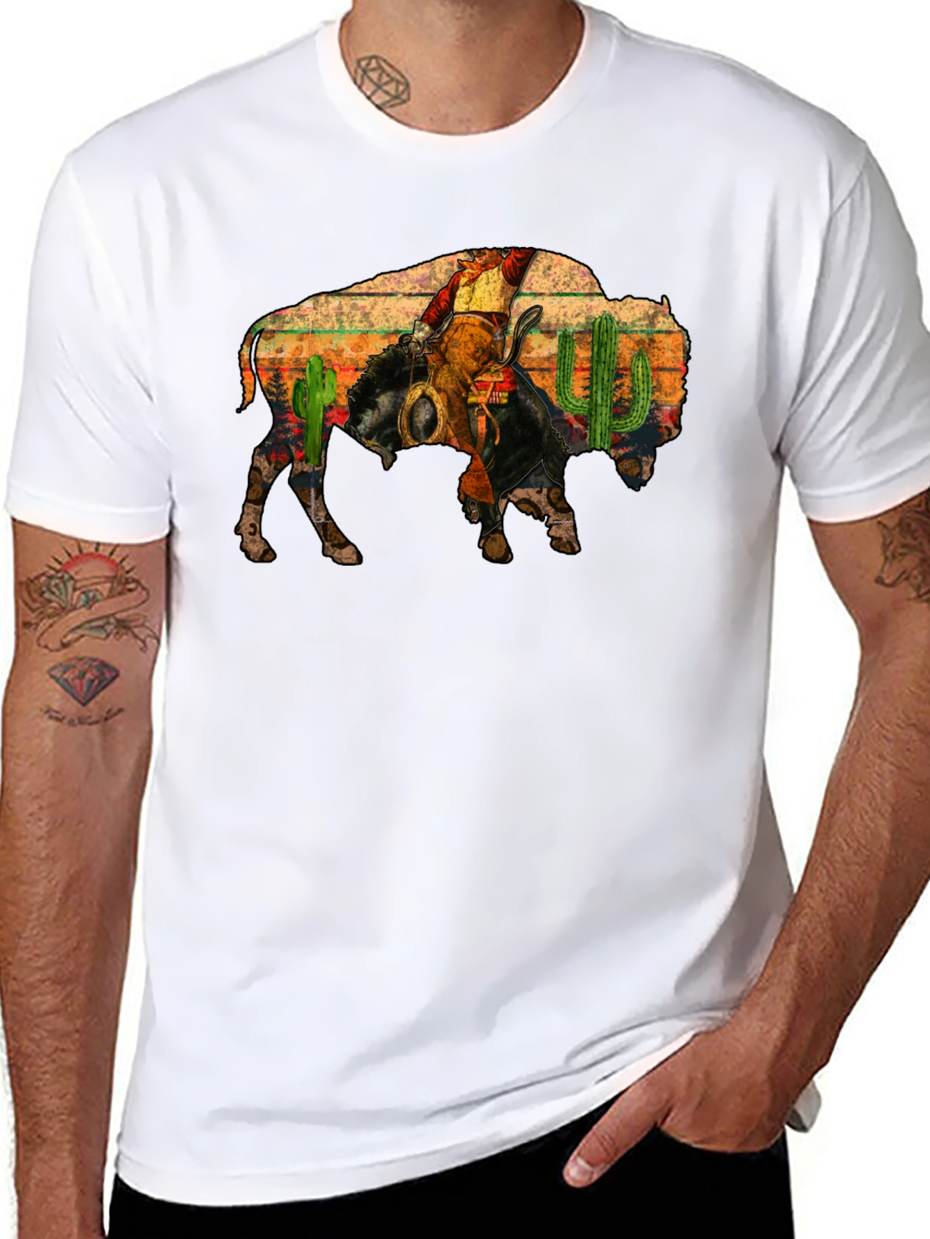 Buffalo Rider Graphic Tee - Western Style