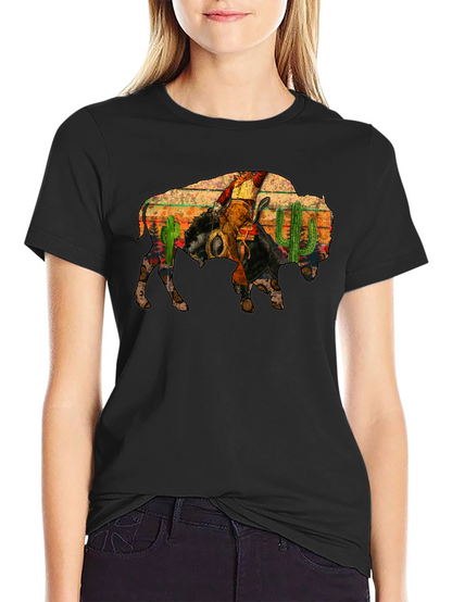 Buffalo Rider Graphic Tee - Western Style
