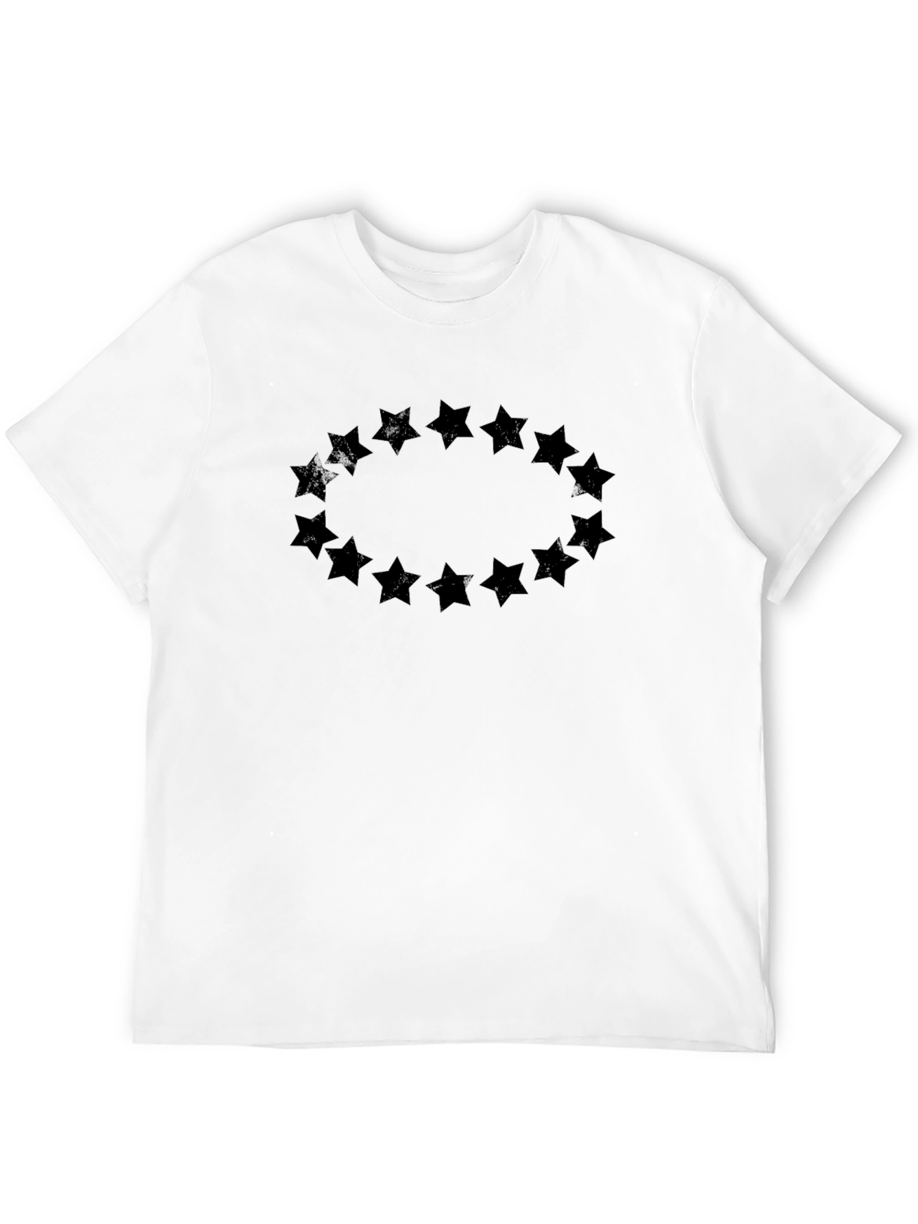 Mens Black T-Shirt with Star Circle Design