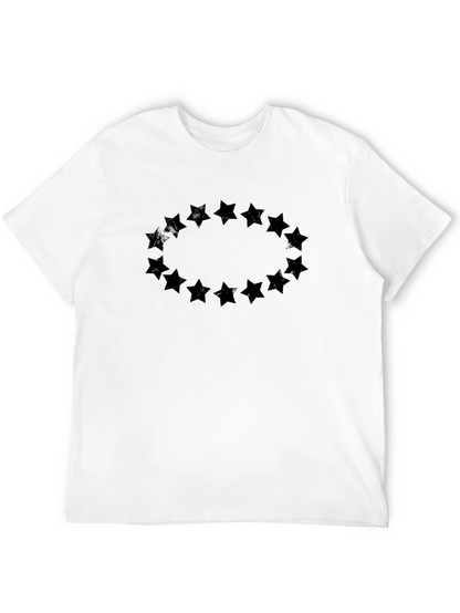Mens Black T-Shirt with Star Circle Design