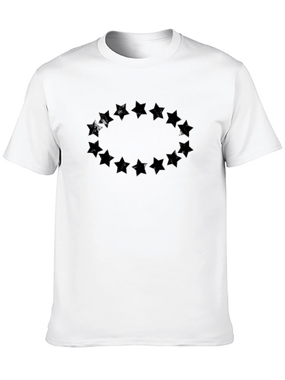 Mens Black T-Shirt with Star Circle Design