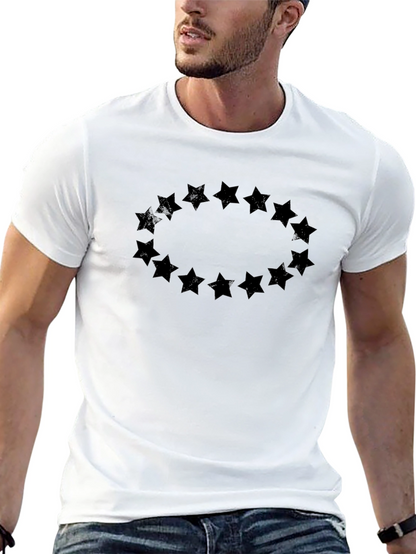 Mens Black T-Shirt with Star Circle Design